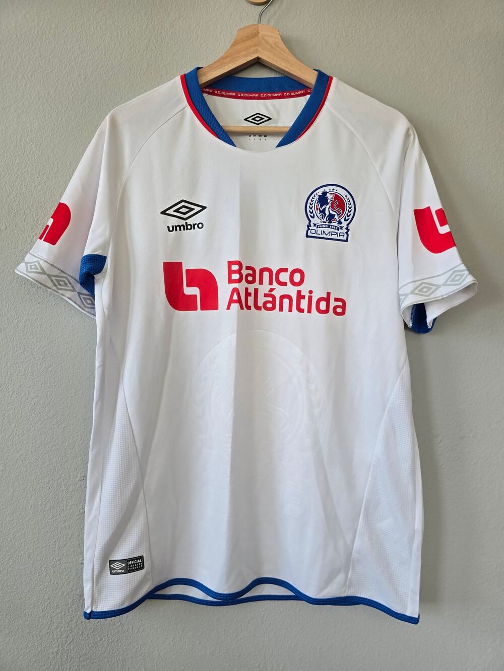 Umbro CD Olimpia Home Soccer Jersey Honduras White Atlantida Men L Football